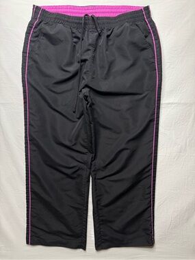 Threehearts - Y2k Black Track Pants with Pink Trim